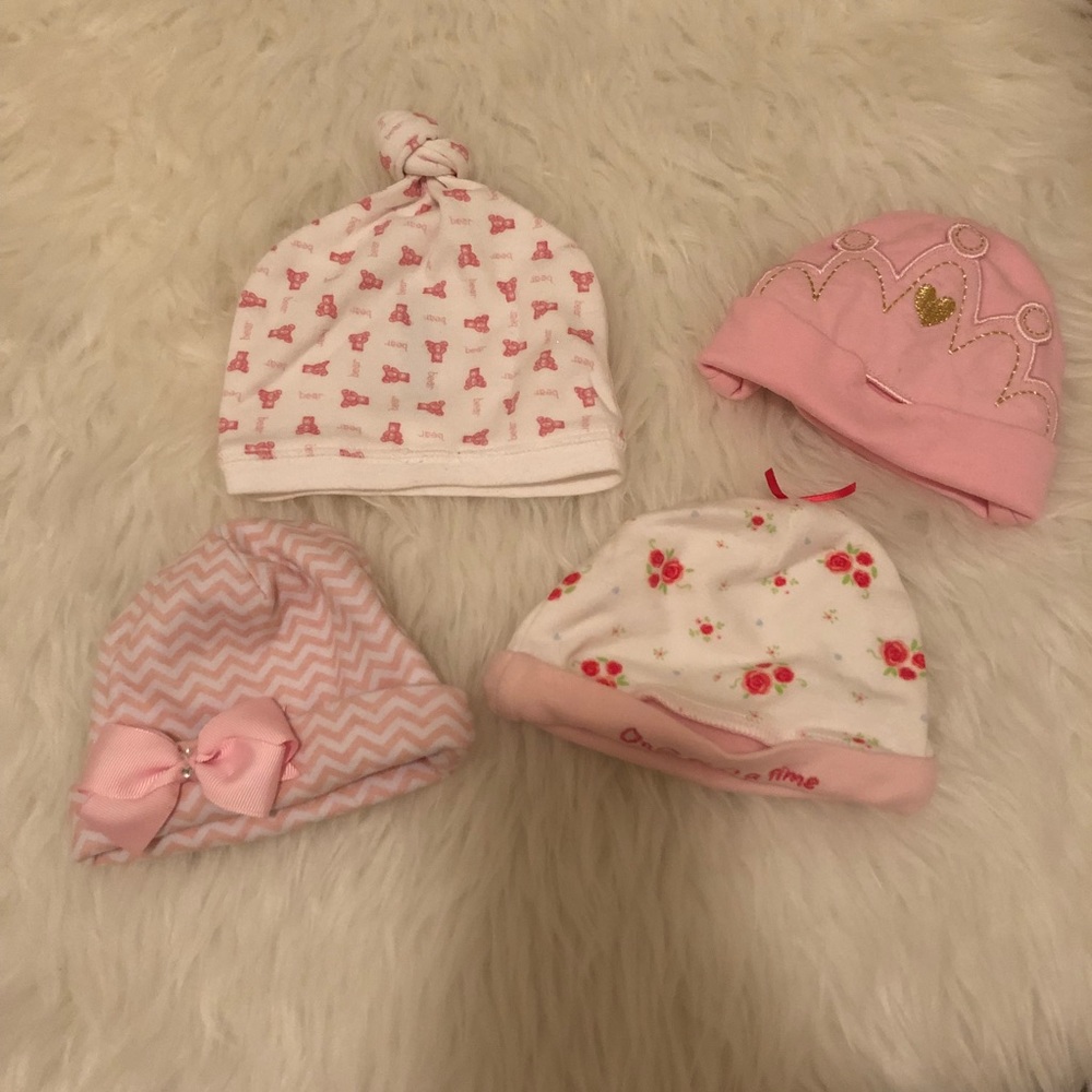 Set of four baby beanies